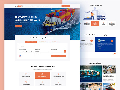 LogiToday | Logistic Service Landing Page design factory landing page logistic logistic service logistic web page supply transfer transport ui ui design uiux web design