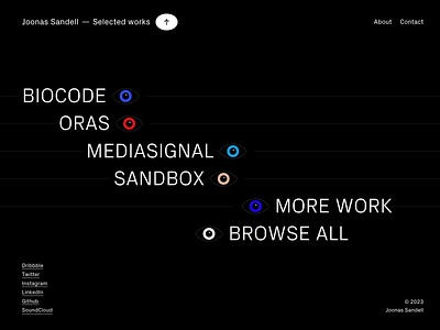 Joonas Sandell — Portfolio: Navigation animation flat navigation page transition web