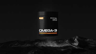 Omega-3 packaging black branding graphic design gym health minimalism mockup packaging supplements
