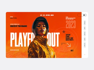 Music Festivals - MFA13081829 bold illustration landing page minimal music orange typography ui ui design uidesigner uiux vibrant web web design