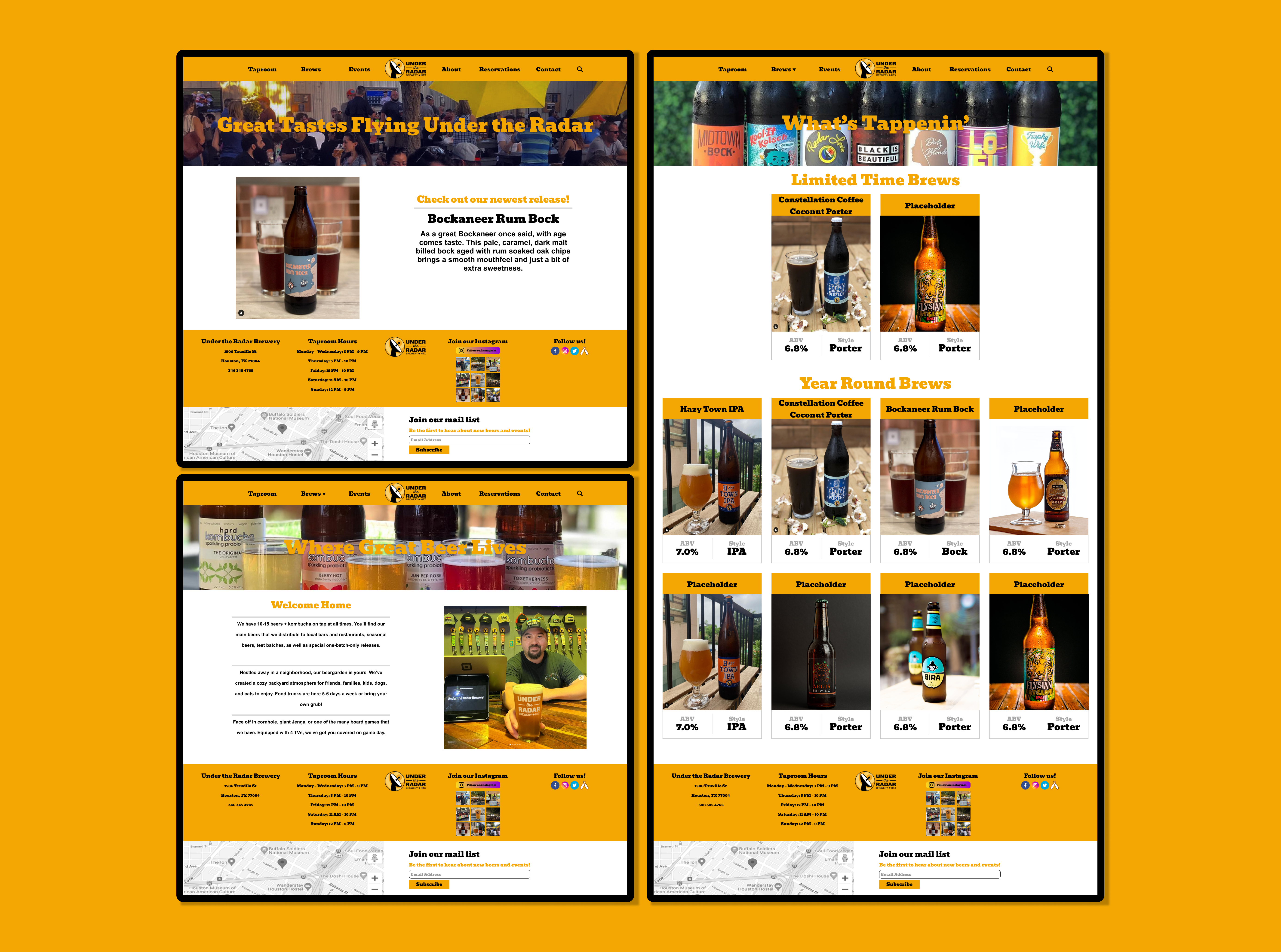 Under the Radar Brewery branding brewery design figma houston ui ux