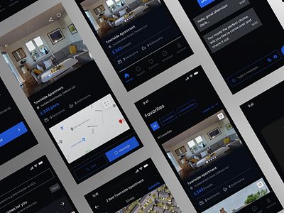 Property Search App (Dark Mode) 3d app branding mobilepp photoshop ui