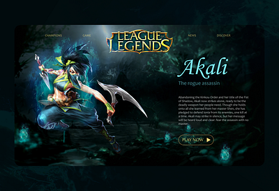 League of Legengs Homepage Concept animation design ui