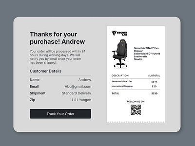 Purchase Receipt : DailyUi Day-017 dailyui