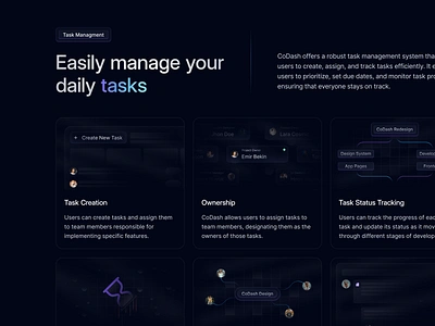 Dark Mode Cards Section 🌑 bento bento grids blur cards dark mode design graident illustration product design radial ui user interface ux web design