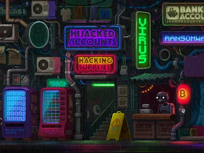 Mirkat - Dark Web Market loop ☠️ accounts animation character design criminal cyber security cyberpunk dark game game art hacker illustration internet motion graphics neon neon signs privacy security walk cycle walking web