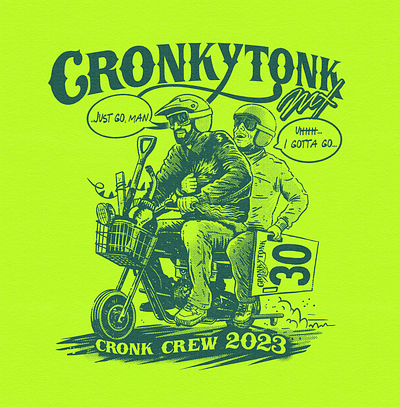 CronkyTonk Track Crew Hi Vis Tee branding design dirtbike drawing graphic design illustration logo minibike bike motocross motorcycle screenprint