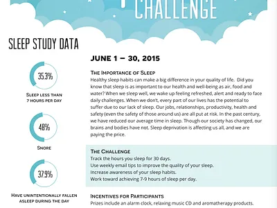 Sleep Challenge Poster blue clouds flyer graphic design infographics poster sleep