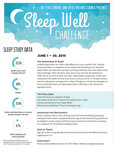 Sleep Challenge Poster blue clouds flyer graphic design infographics poster sleep