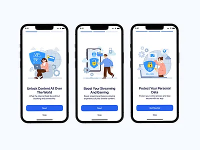 VPN APP Onboarding app appdesign design illustration inspodesign logo mobile mobileapp mobiledesign onboarding ui ux uxui vpn vpnapp webdesign