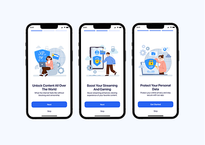 VPN APP Onboarding app appdesign design illustration inspodesign logo mobile mobileapp mobiledesign onboarding ui ux uxui vpn vpnapp webdesign