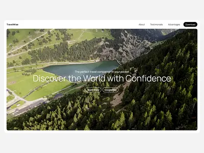 TravelWise — Travel App — Landing Page design ui web website