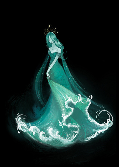 Emerald Ocean Nymph fairy tale fashion illustration illustration mermaid