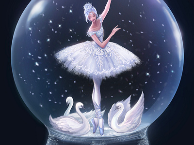 Swan Lake Snowglobe ballerina ballet fairy fairy tale fashion illustration illustration swan swan lake