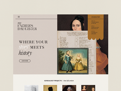 My Father's Daughter art history brand design branding genealogy history home page logo typography ui web design website