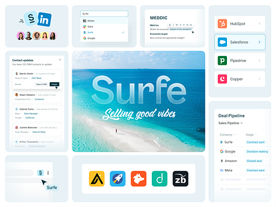 Visuals and UI Design | Surfe b2b branding crm saas software ui uidesign
