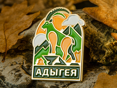 Metal Pin Design animal badges design geometric goat gold ibex illustration landscape mammal metal metal pin mountain mountain goat nature pin three tur