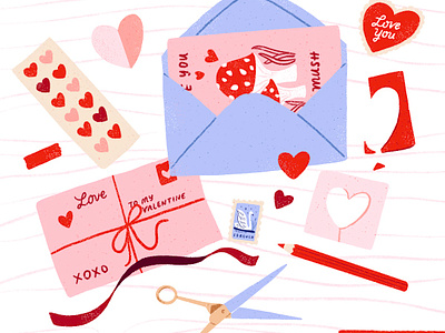Stationery Love crafting february greeting cards happy mail hearts illustration love love letters paper craft pink and red stationery valentine valentines day