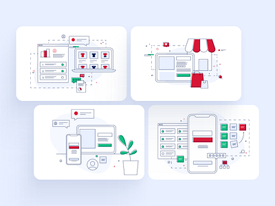 E-comm illustration set illustration presentation ui