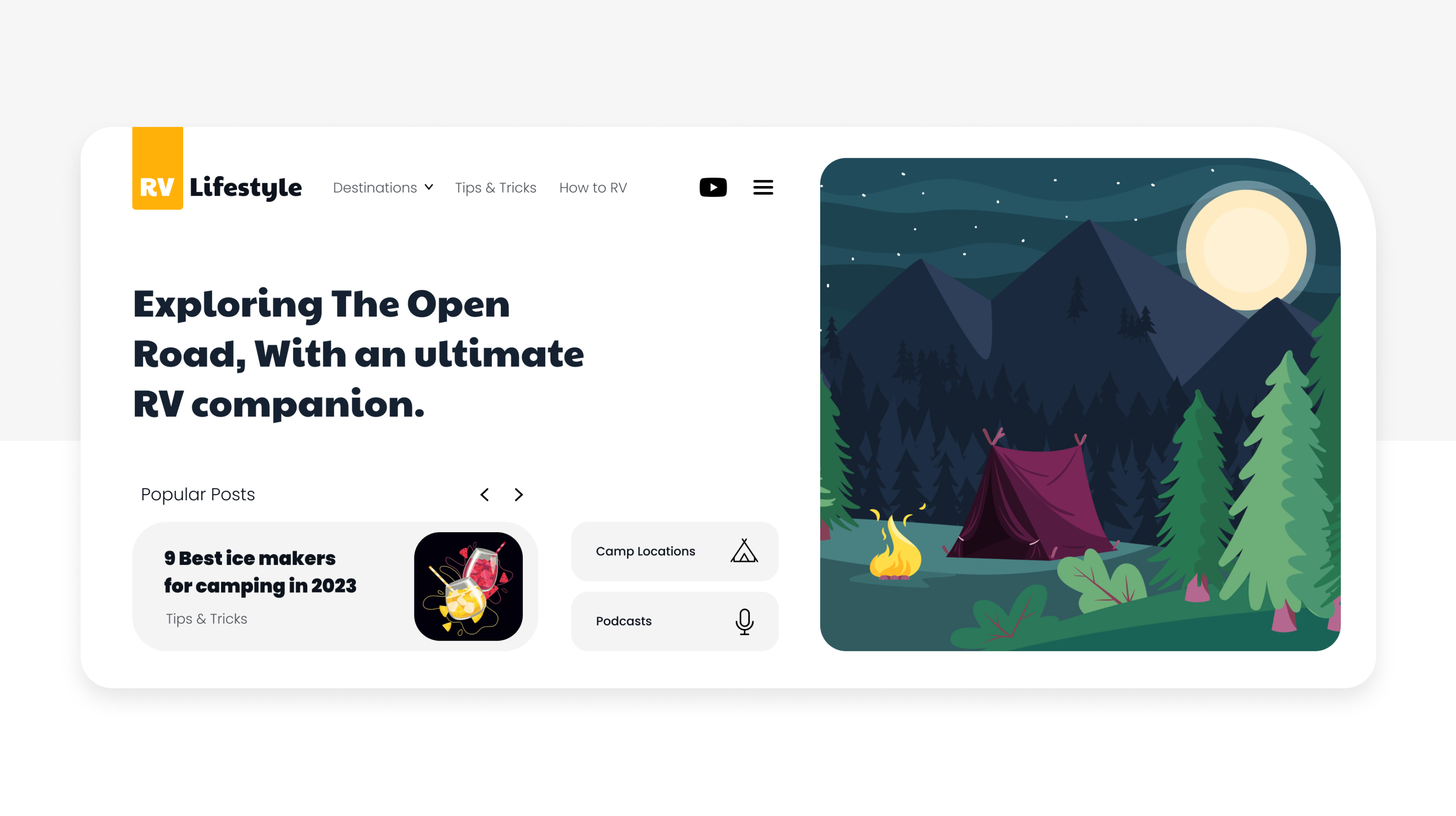 RV Lifestyle website branding illustration logo ui design web design