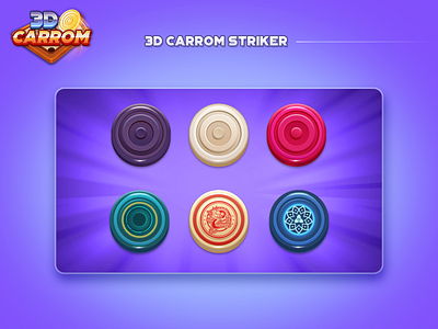 3D Carrom Game UI Design - Carrom Striker 3d board game carrom carrom striker design game logo ui ux vector