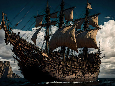 The Flying Dutchman 3d ai art animation design ghost ship graphic design illustration motion graphics ocean pirate pirate ship ship ui