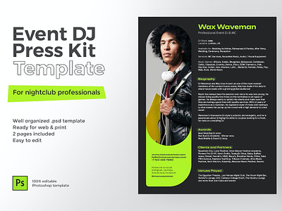 Event DJ Press Kit and Resume Template clean resume cover letter creative resume curriculum vitae cv cv design cv template free cv free cv template free resume free resume template modern cv modern resume professional resume resume resume design resume template resume templates ui