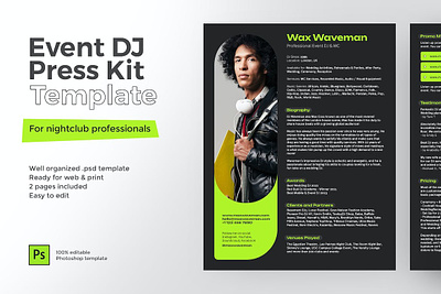 Event DJ Press Kit and Resume Template clean resume cover letter creative resume curriculum vitae cv cv design cv template free cv free cv template free resume free resume template modern cv modern resume professional resume resume resume design resume template resume templates ui