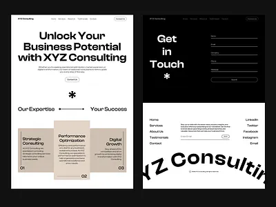 XYZ Consulting Landing Page balck and white ui consulting firm landing page design freelancer landing page design landing page ui meinimalist ui minimalist design ui ux website