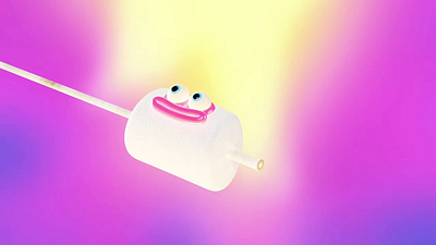 Marshmellow in fire animation c4d cartoon character fire marshmellow motion design