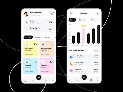 Smart Home - Mobile App app control controller app home automation home monitoring house milton mobile modern remote control smart smart app smart home smarthome smarthome mobile app tech app ui design uiux visual design