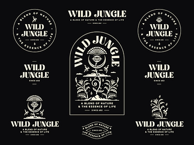 Wild Jungle brand identity branding eye graphic design identity illustration logo logo collection logo design logo designer logo set modern moon nature organic spiritual tea tea logo typography vector