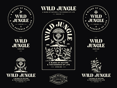 Wild Jungle brand identity branding eye graphic design identity illustration logo logo collection logo design logo designer logo set modern moon nature organic spiritual tea tea logo typography vector