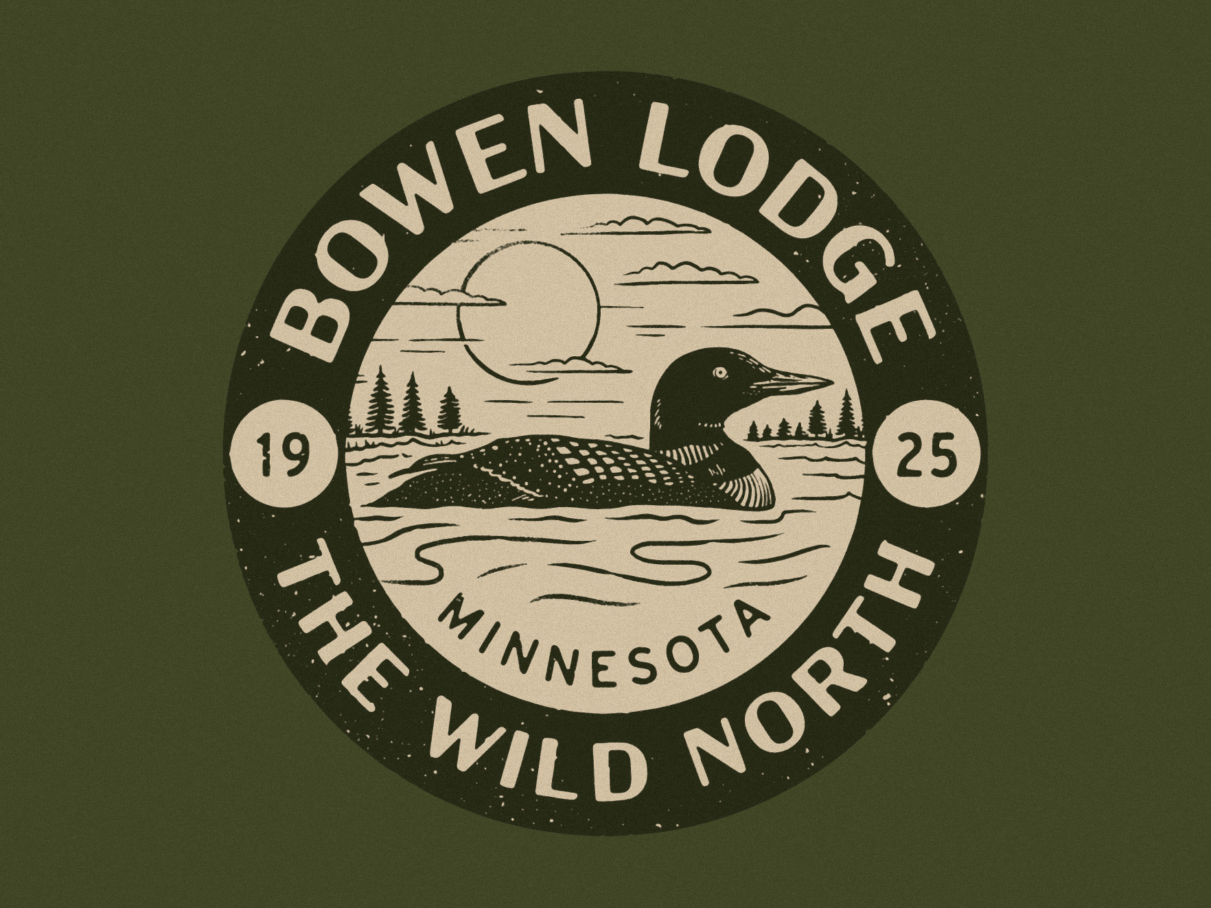 Bowen Lodge bird branding design hand lettering illustration lake lettering logo loon minnesota texture typography vintage