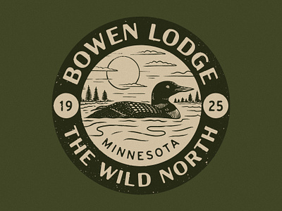 Bowen Lodge bird branding design hand lettering illustration lake lettering logo loon minnesota texture typography vintage