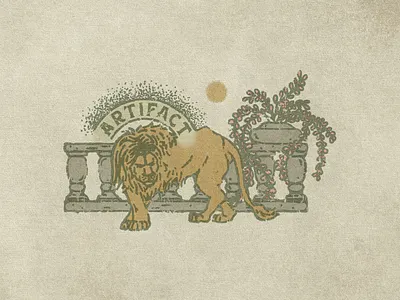 Balcony Lion ancient animal design artifact legacy brand legendary lion medieval old logo procreate procreate brush retro textures sanborn texture brushes vintage brand vintage texture