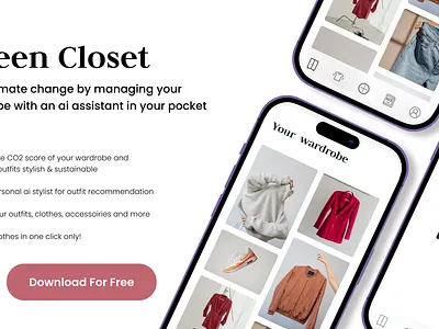 Closet App 3d ai app clothes e commerce fashion green minimalistic mobile sustainable wardrobe