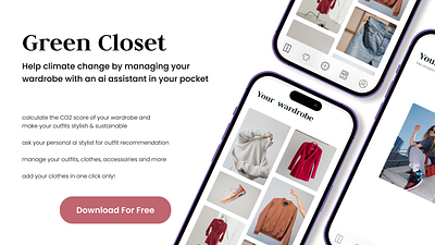 Closet App 3d ai app clothes e commerce fashion green minimalistic mobile sustainable wardrobe