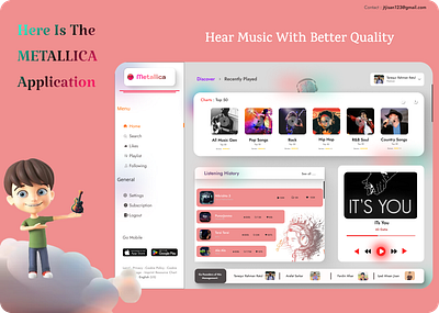 Music Application Design 💥💥💥 3d app art brand branding character design graphic design icon illustration illustrator logo logo design mobile ui ux vector web web design website