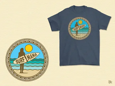 Surf Mama_t-shirt design_BRD_7-13-23 design illustration illustrator retro surf surfing t shirt vector vintage