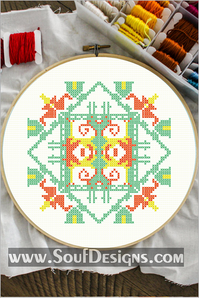 Floral Green Embroidery Cross Stitch Pattern embroidery