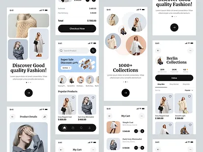 Fashion App - More Screens app app design branding clothing app design designer fashion fashion app marketplace marketplace app mobile mobile app mobile design online store shoping shopping app ui ui design ui ux ux design
