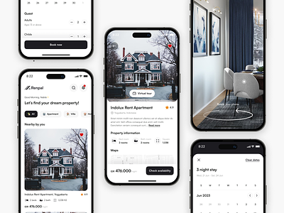 RenPal - Rental Property App app design booking app exploration mobile app online book property app real estate design rental app rental property app ui design uiux