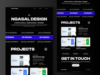 Ngasal Design - Personal Website app design graphic design illustration minimal mobile ui ui design ux website
