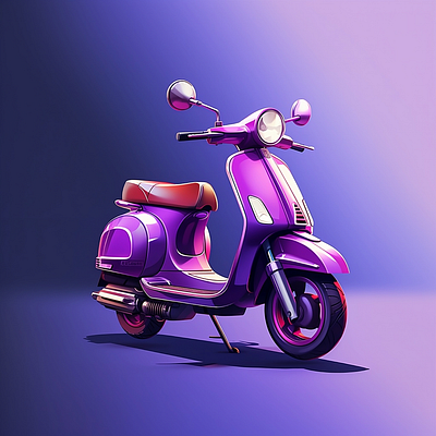 Purple scooter illustration 3d design graphic design illu illustration vector