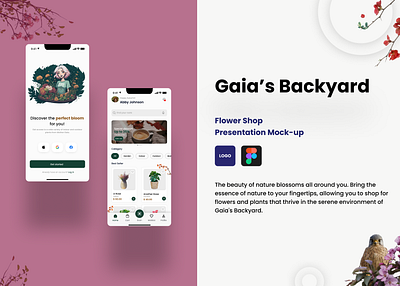 Gaia's Backyard - Flower Shop app branding design graphic design illustration typography ui ux