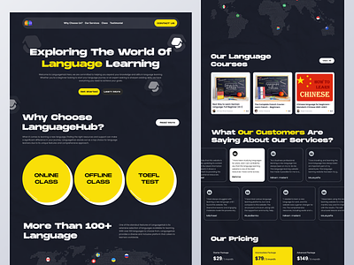 LanguageHub - Language Learning Website clean course design education landing page language learning ui ui design web design website