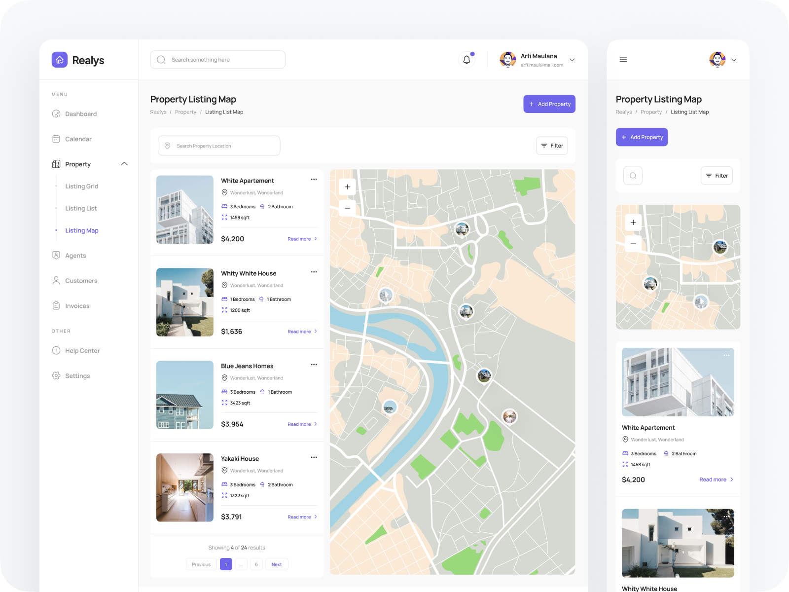 Realys ⏤ Real Estate Dashboard 🏠 app dashboard design find house house house app map minimal mortgage mortgage dashboard real estate real estate dashboard ui ux web