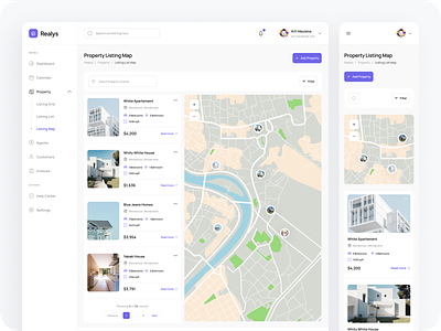 Realys ⏤ Real Estate Dashboard 🏠 app dashboard design find house house house app map minimal mortgage mortgage dashboard real estate real estate dashboard ui ux web