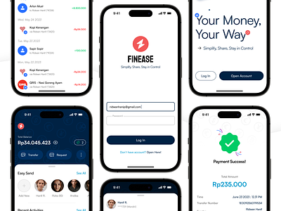 FINEASE, a New Way to Manage Your Money ai branding financial mobile app money payment ui ui design uiux ux